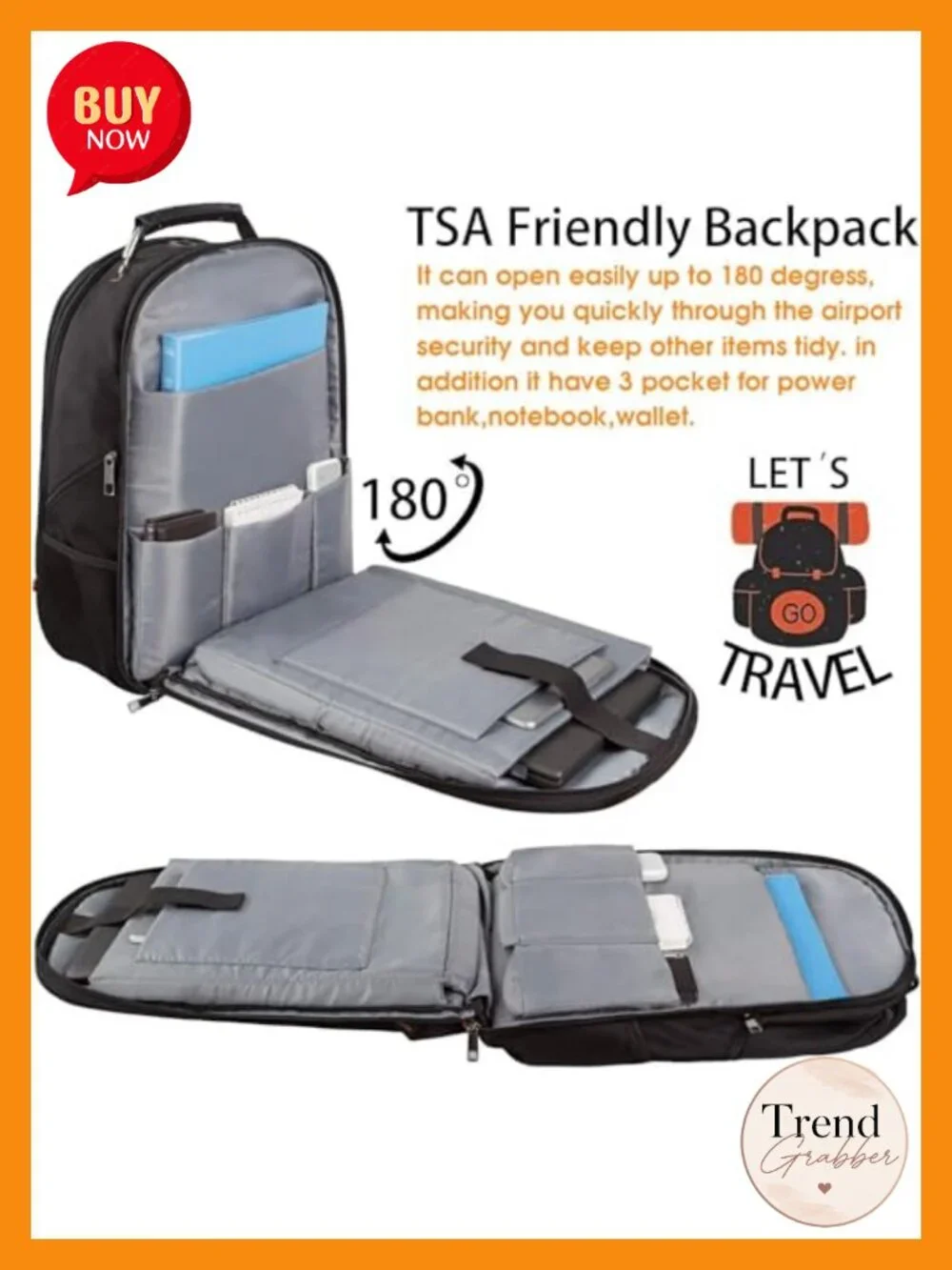 Extra Large Travel Laptop Backpack 17 Inch Men Tech Bag RFID